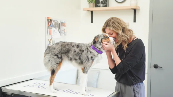 Speckles the dog with a My Pets Wellness Vet