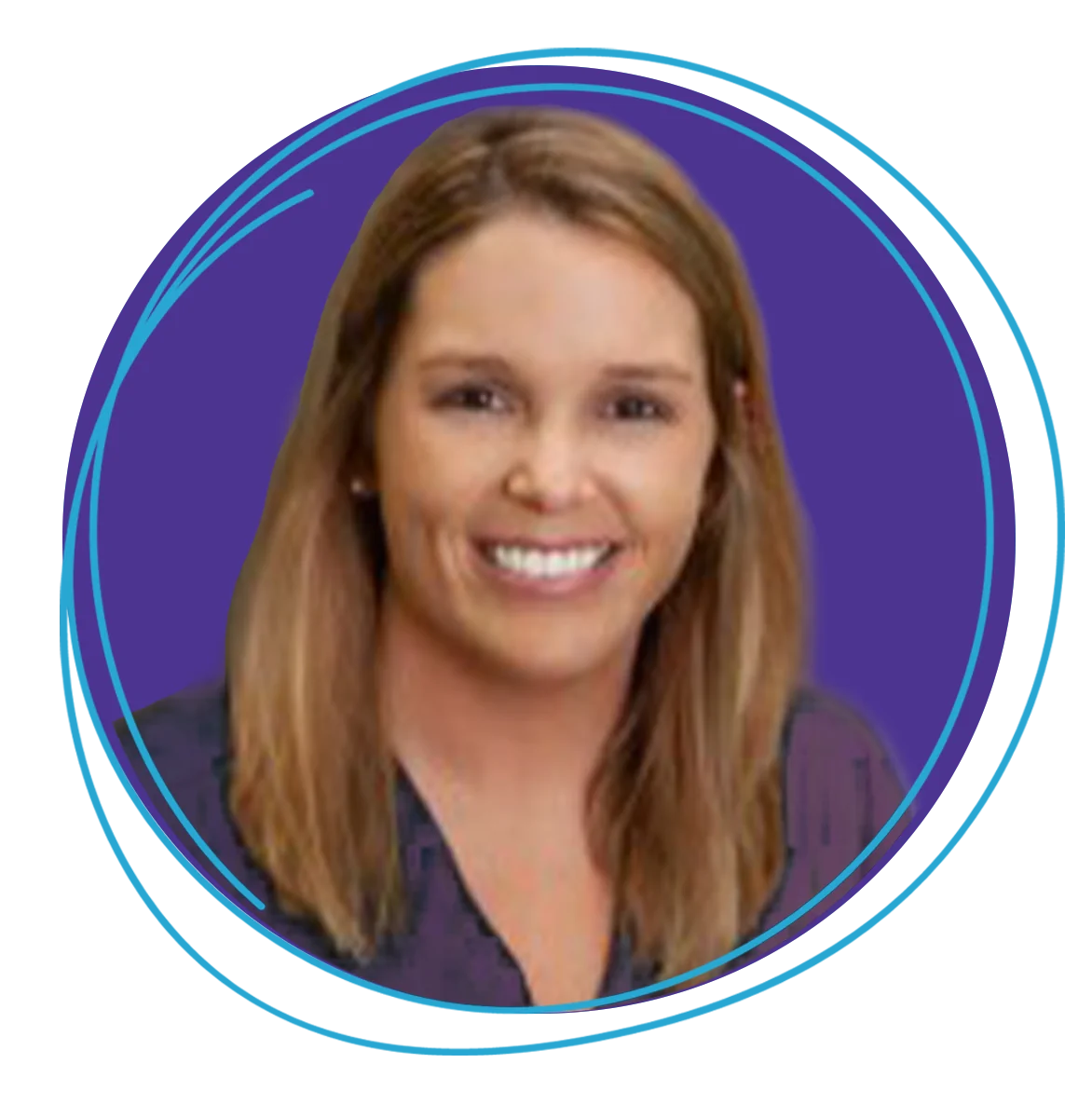 Dr. Megan Batey headshot with purple background